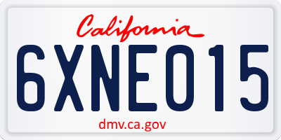 CA license plate 6XNE015