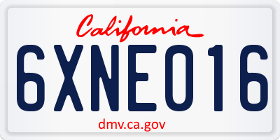 CA license plate 6XNE016