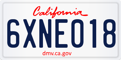 CA license plate 6XNE018