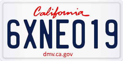 CA license plate 6XNE019
