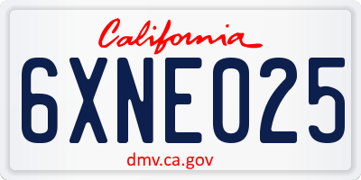 CA license plate 6XNE025