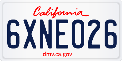 CA license plate 6XNE026