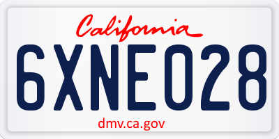 CA license plate 6XNE028