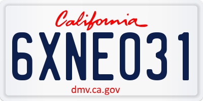 CA license plate 6XNE031