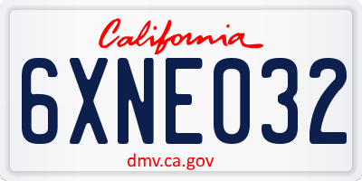CA license plate 6XNE032