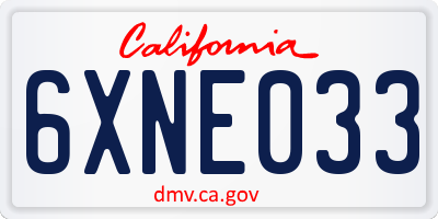 CA license plate 6XNE033