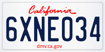 CA license plate 6XNE034