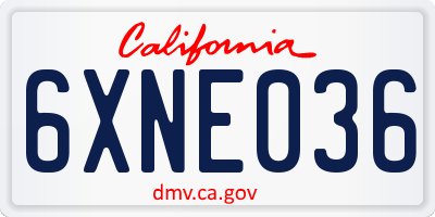 CA license plate 6XNE036