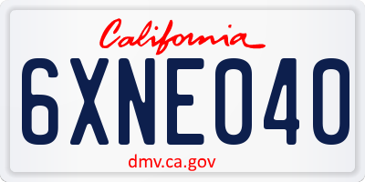 CA license plate 6XNE040