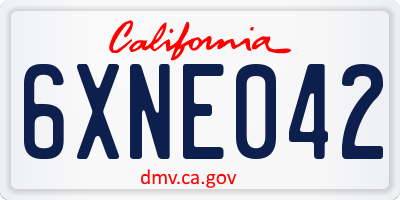 CA license plate 6XNE042