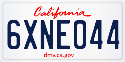 CA license plate 6XNE044