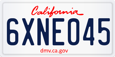 CA license plate 6XNE045