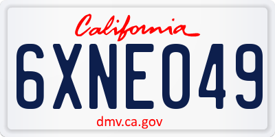 CA license plate 6XNE049