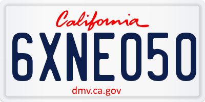CA license plate 6XNE050