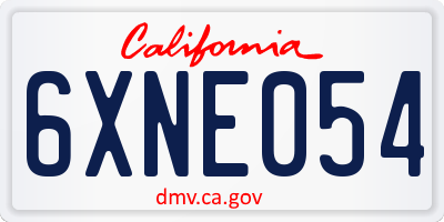 CA license plate 6XNE054
