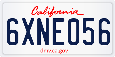 CA license plate 6XNE056