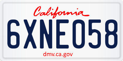CA license plate 6XNE058