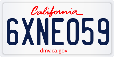 CA license plate 6XNE059