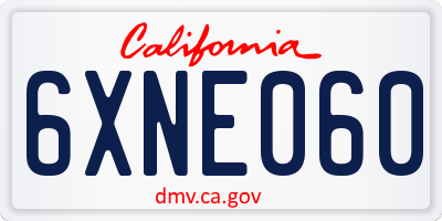 CA license plate 6XNE060