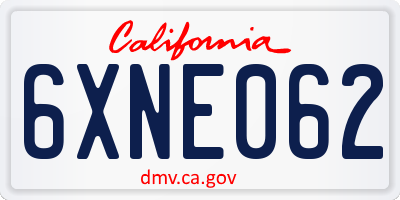 CA license plate 6XNE062