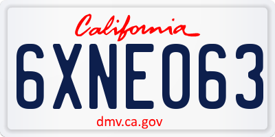 CA license plate 6XNE063