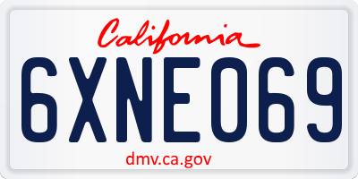 CA license plate 6XNE069