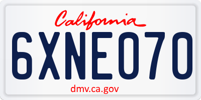 CA license plate 6XNE070