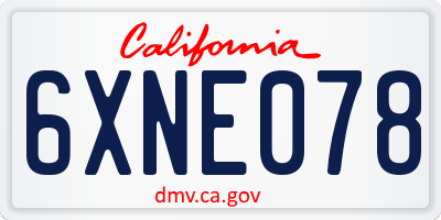 CA license plate 6XNE078