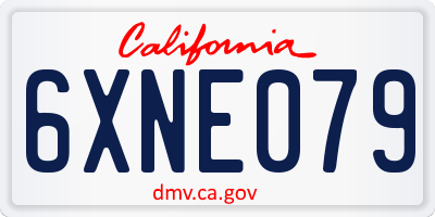 CA license plate 6XNE079
