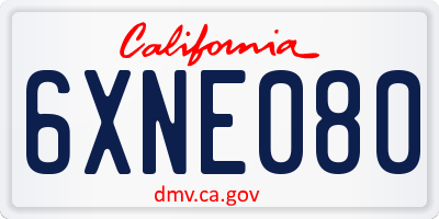 CA license plate 6XNE080