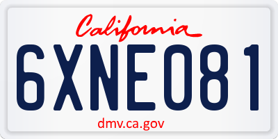 CA license plate 6XNE081