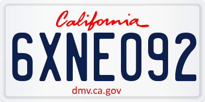 CA license plate 6XNE092