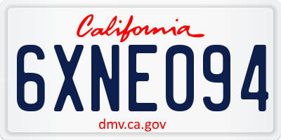 CA license plate 6XNE094