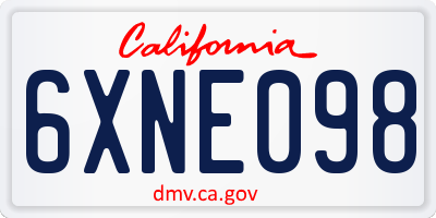 CA license plate 6XNE098