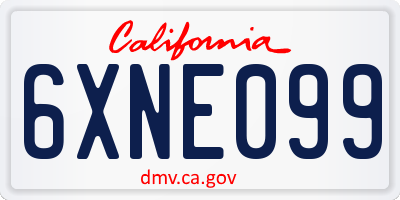 CA license plate 6XNE099