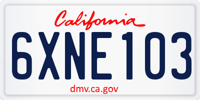 CA license plate 6XNE103