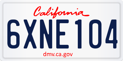CA license plate 6XNE104