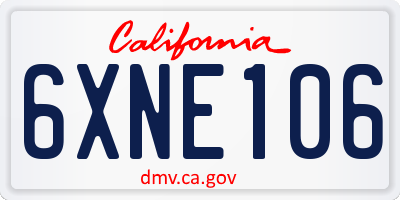 CA license plate 6XNE106