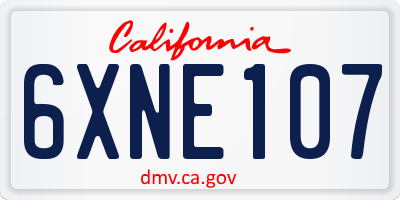 CA license plate 6XNE107
