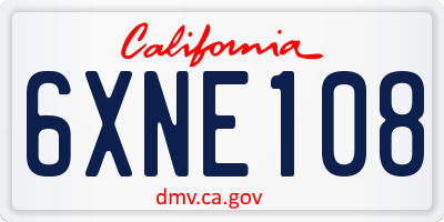 CA license plate 6XNE108