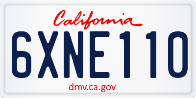 CA license plate 6XNE110