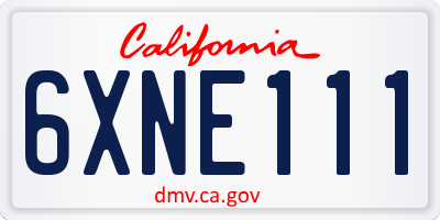 CA license plate 6XNE111