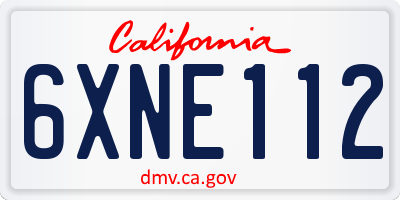 CA license plate 6XNE112