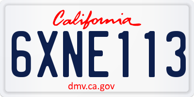 CA license plate 6XNE113