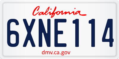 CA license plate 6XNE114
