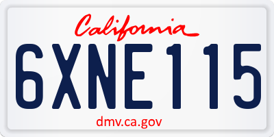 CA license plate 6XNE115