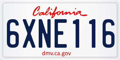 CA license plate 6XNE116