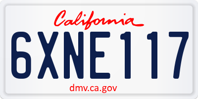 CA license plate 6XNE117