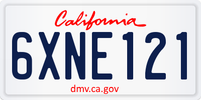 CA license plate 6XNE121