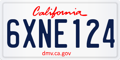 CA license plate 6XNE124